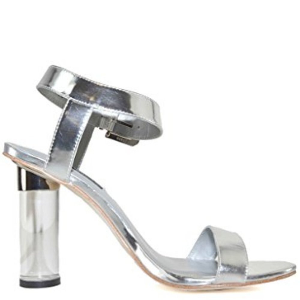 Senso Diffusion Silver Sadie II Peep toe glass slipper heeled Sandals size 8